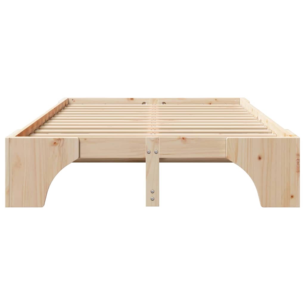 Bed Frame 90 x 190 cm Solid Pine Wood 30 cm Height Natural 140 cm