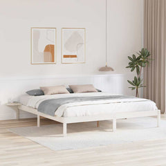 Bed Frame Solid Pine Wood Length 200 cm White 180 cm