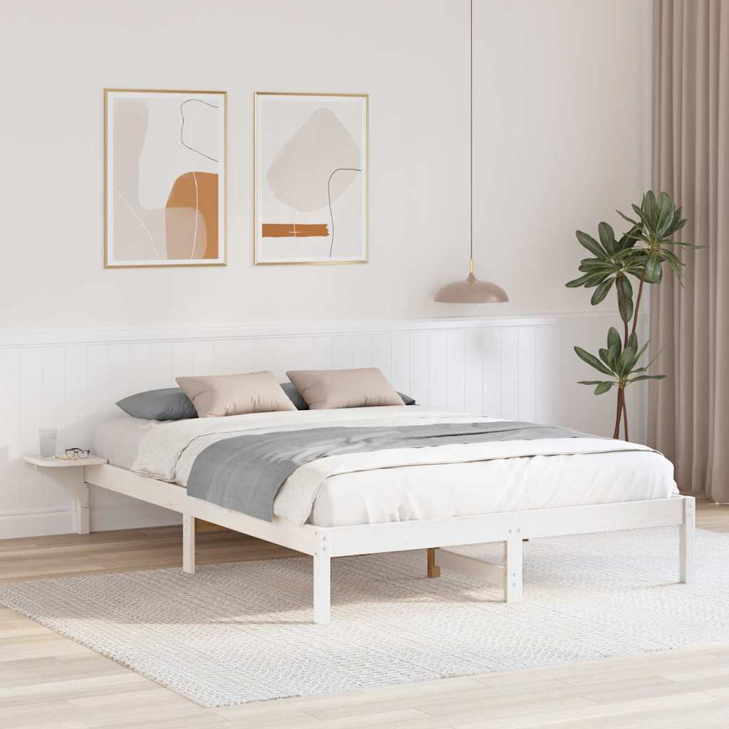 Bed Frame Solid Pine Wood Length 200 cm White 150 cm