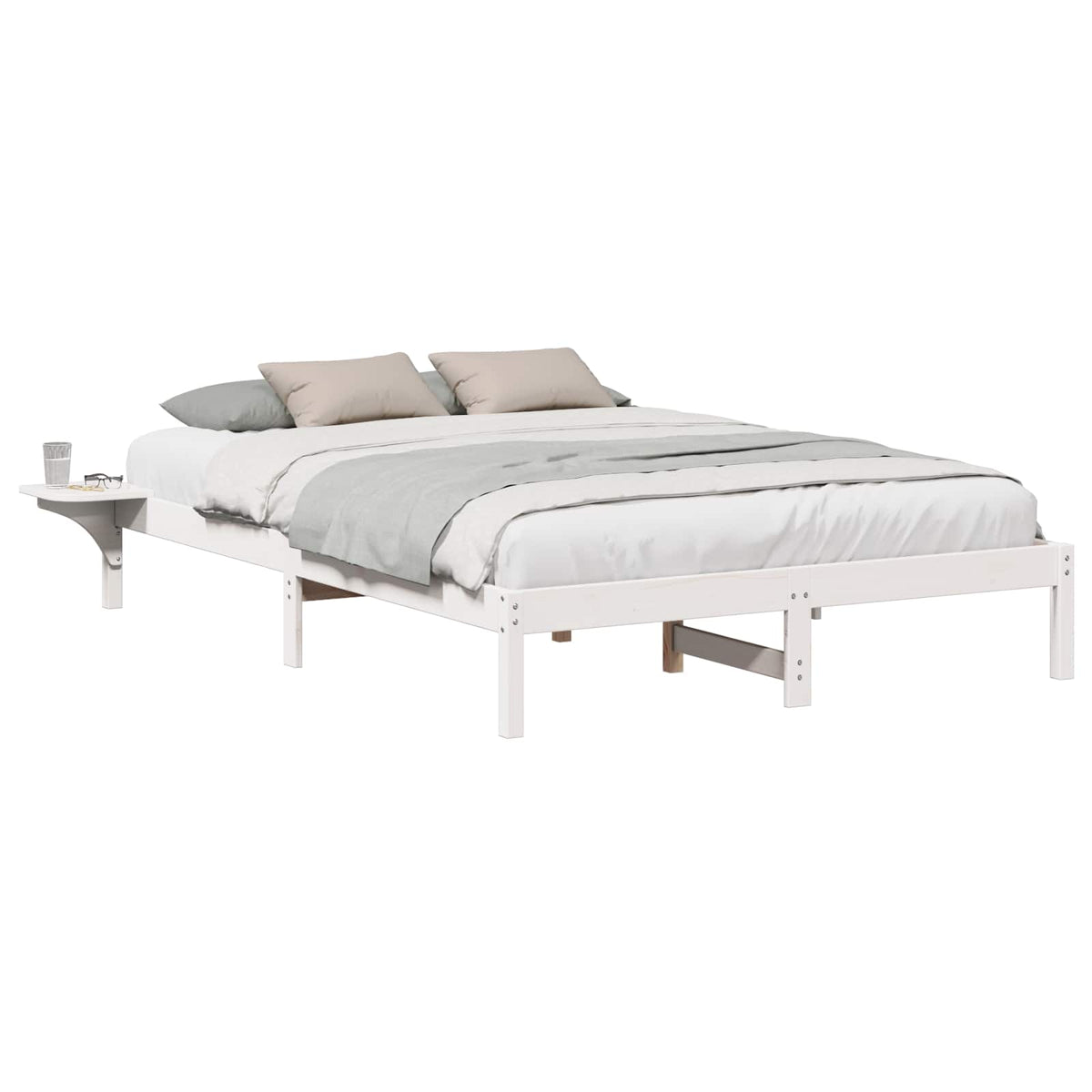 Bed Frame Solid Pine Wood Length 200 cm White 140 cm