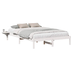 Bed Frame Solid Pine Wood Length 200 cm White 140 cm