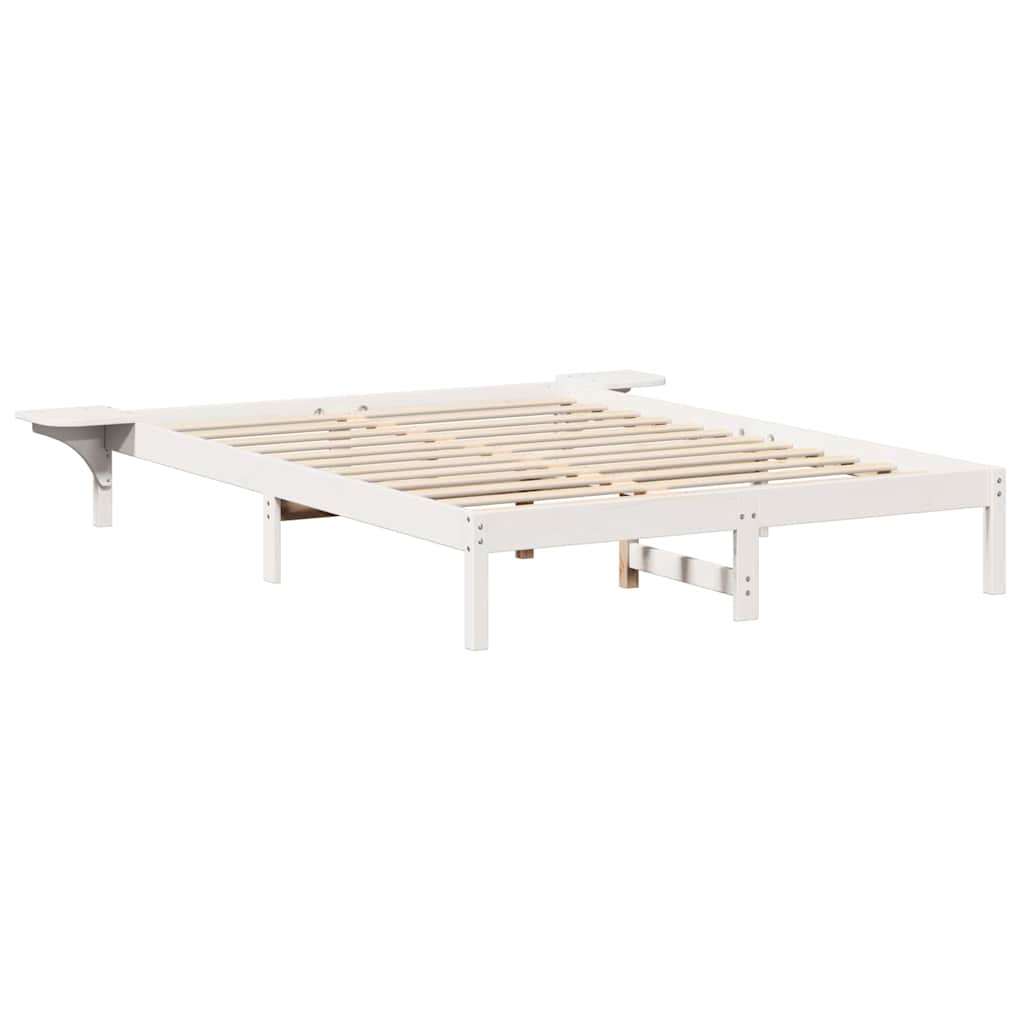 Bed Frame Solid Pine Wood Length 200 cm White 140 cm