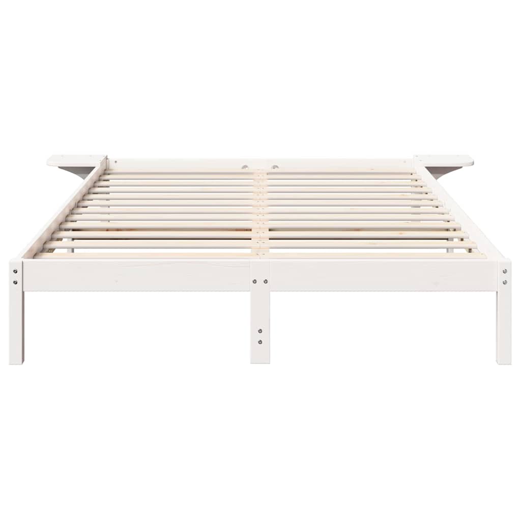 Bed Frame Solid Pine Wood Length 200 cm White 140 cm