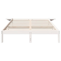 Bed Frame Solid Pine Wood Length 200 cm White 140 cm