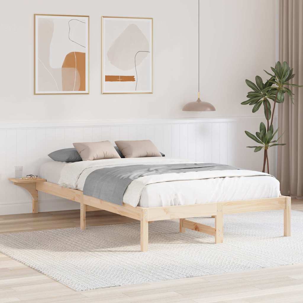 Bed Frame Natural Solid Pine Wood Length 200 cm Brown 120 cm