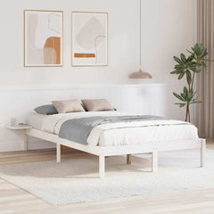 Bed Frame Solid Pine Wood Length 200 cm White 120 cm