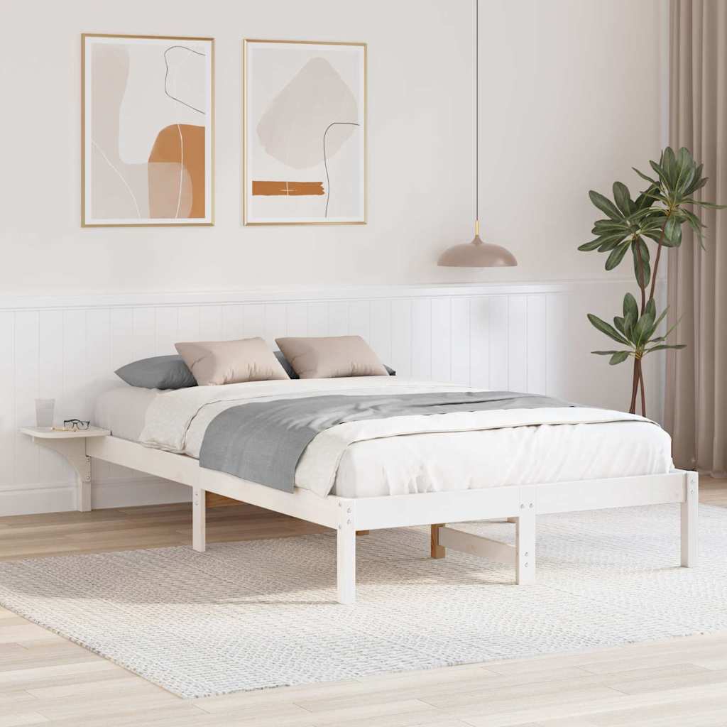 Bed Frame Solid Pine Wood Length White