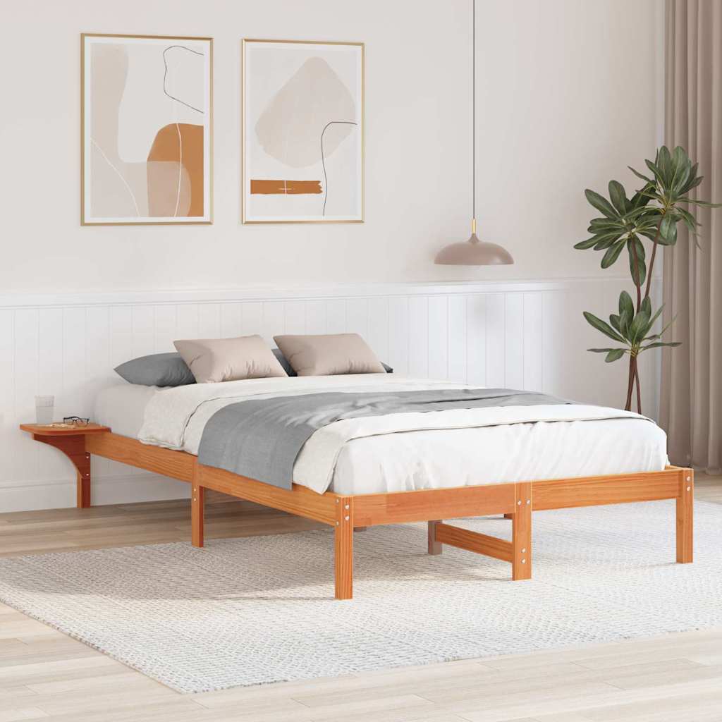 Bed Frame Solid Pine Wood Length Wax brown