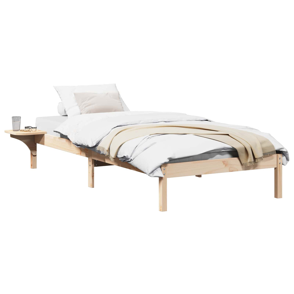 Bed Frame Natural Solid Pine Wood Length 200 cm Brown 90 cm