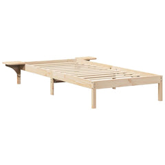 Bed Frame Solid Pine Wood Length Brown