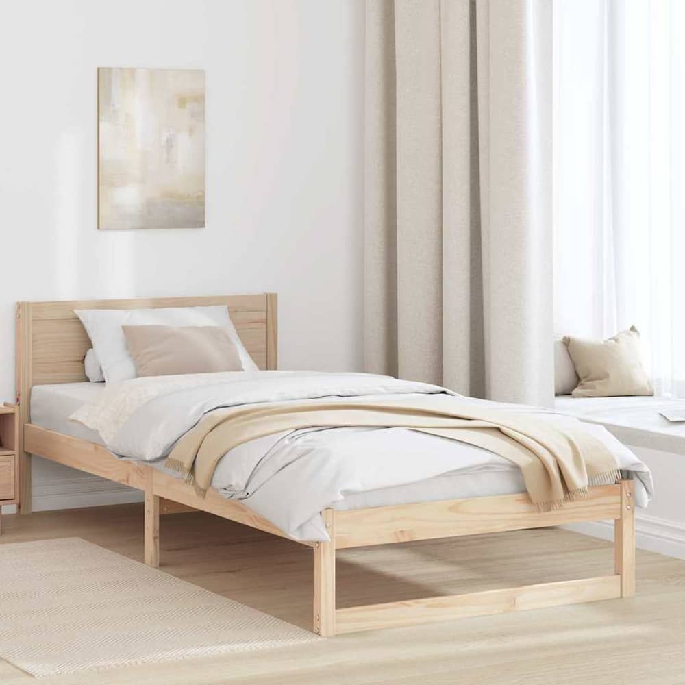 Bed Frame Headboard Solid Pine Wood Length Natural
