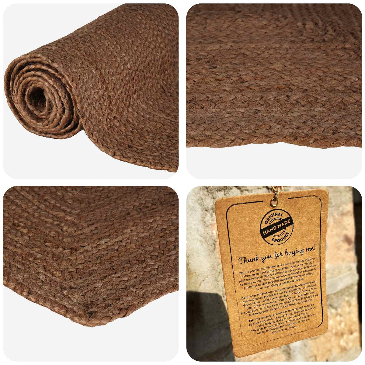 Area Rug Jute Grey