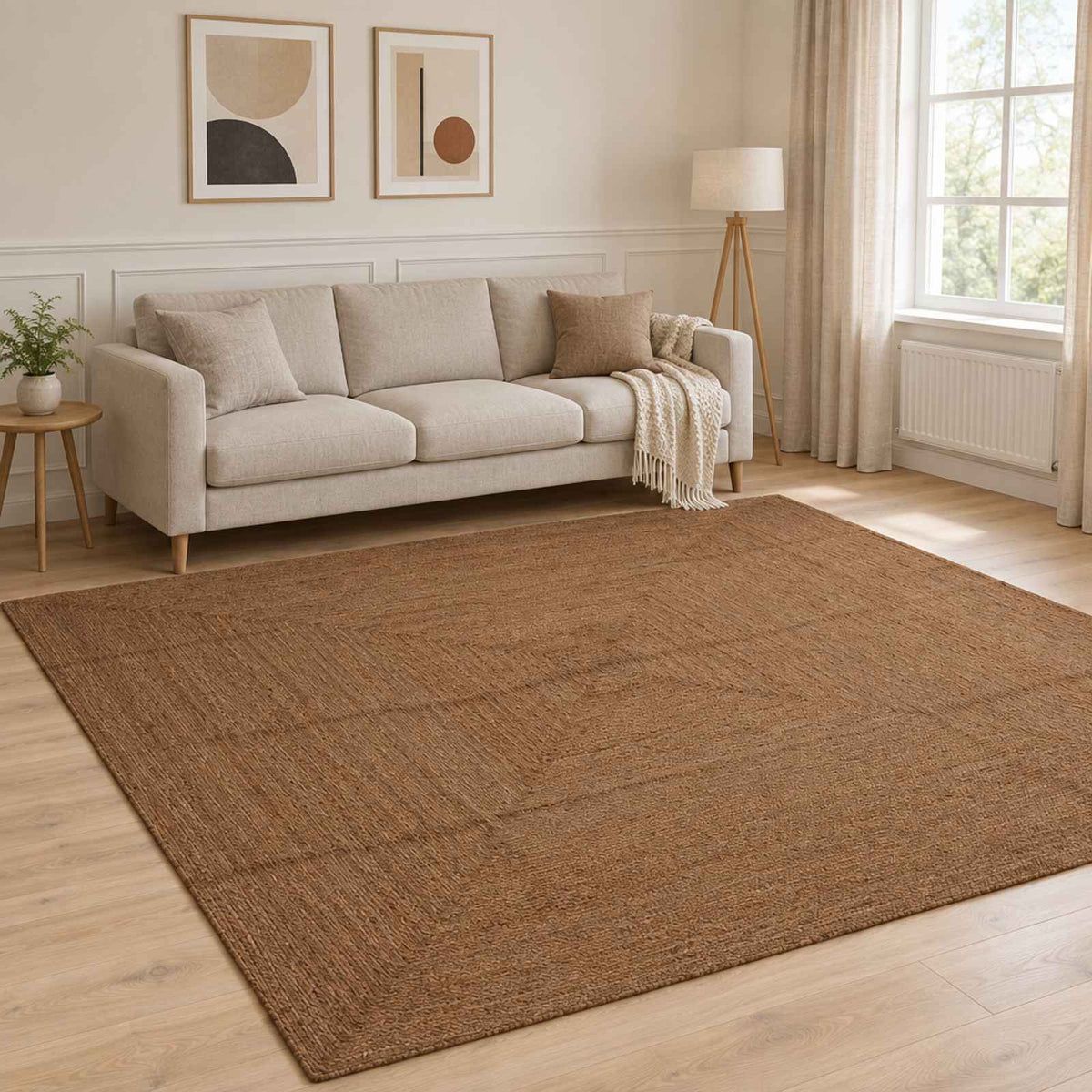 vidaXL Area Rug Grey 300 x 300 cm Jute 1