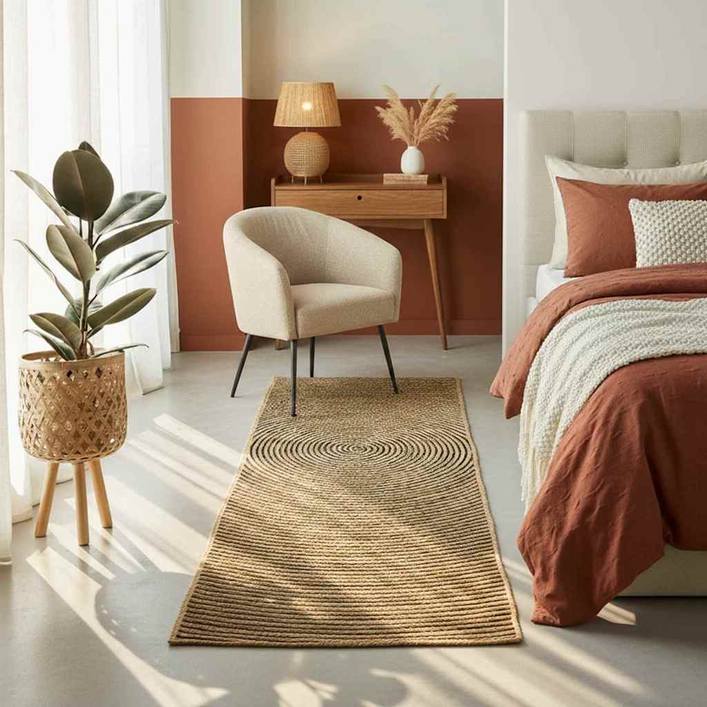 vidaXL Area Rug Black 100 x 200 cm Jute 2