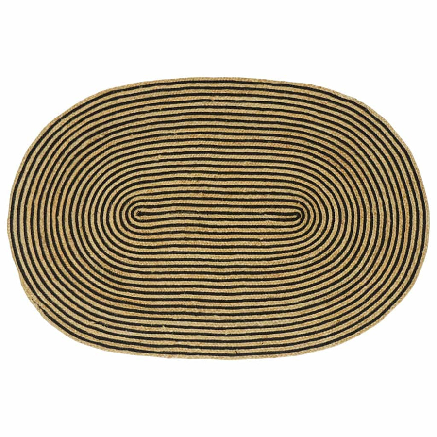 vidaXL Area Rug Natural and Black 122 x 183 cm Jute 1