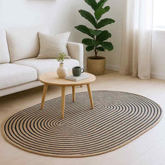 Area Rug Jute Natural and black 122 cm 183 cm