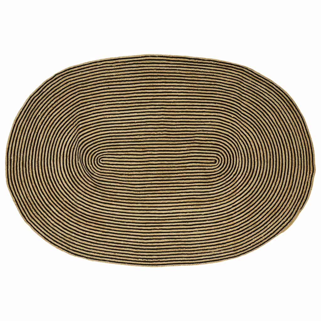 Area Rug Jute Natural black