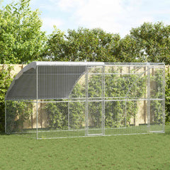 Chicken Cage with 3 pcs Silver 600x200x200cm 400 x 200 x 198.5 cm 2 doors