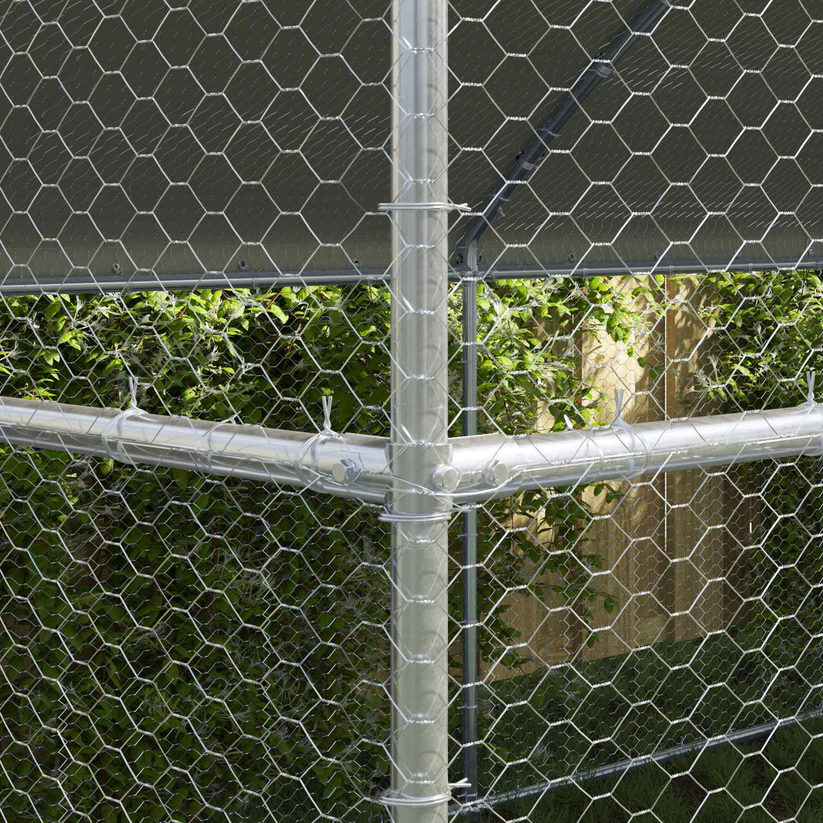 Chicken Cage with 3 pcs Silver 600x200x200cm 600 x 200 x 198.5 cm 3 doors