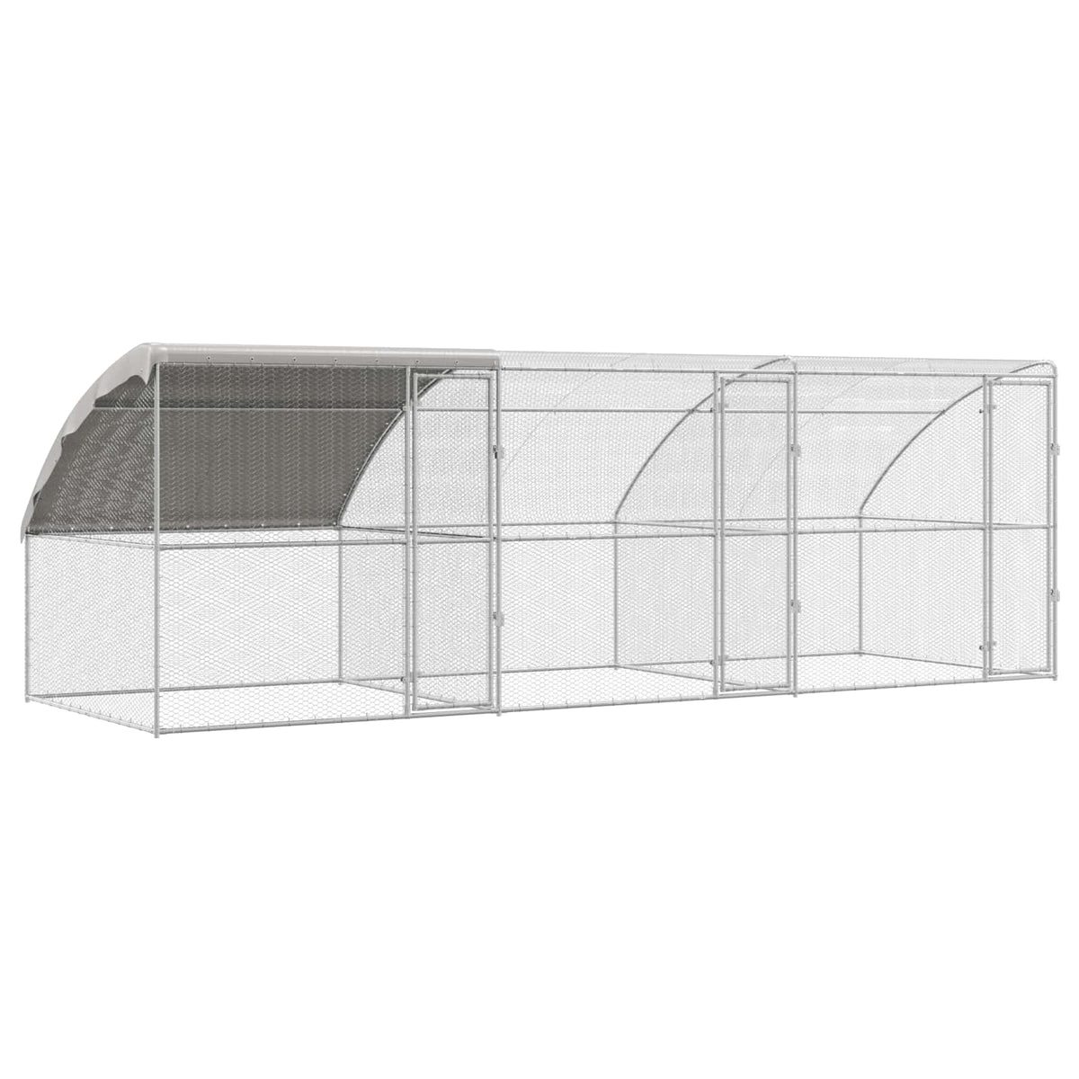 Chicken Cage with 3 pcs Silver 600x200x200cm 600 x 200 x 198.5 cm 3 doors