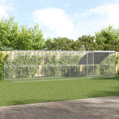 Chicken Cage with 3 pcs Silver 600x200x200cm 800 x 200 x 198.5 cm 2 doors