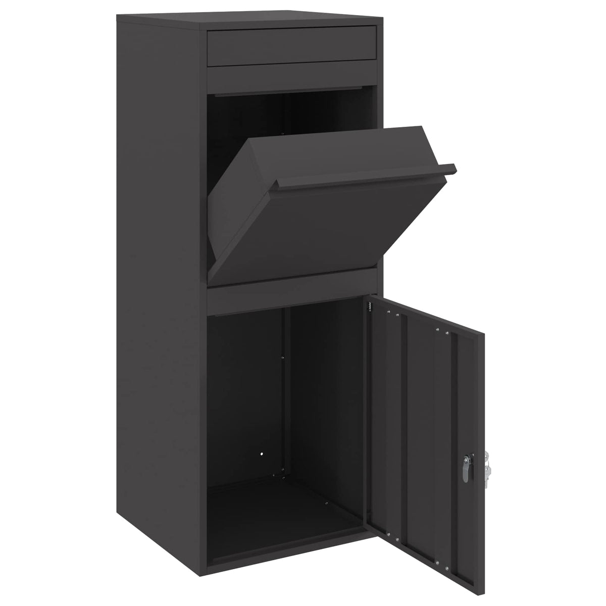 Parcel Drop Box Silver 41 x 38 x 103 cm Black