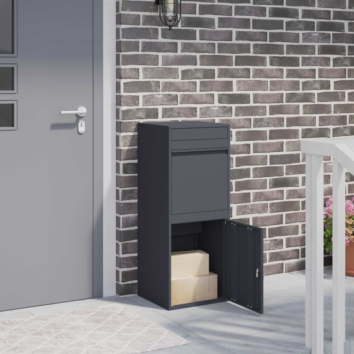 Parcel Drop Box Silver 41 x 38 x 103 cm Anthracite