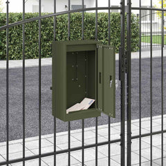 Mailbox with Storage with Door 30 x 20 x 55 cm Steel Olive green