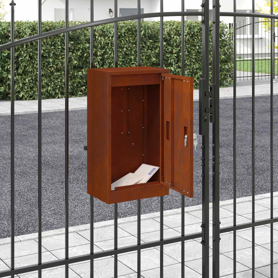 vidaXL Mailbox with Storage Rusty 30 x 20 x 55 cm Weathering Steel 1