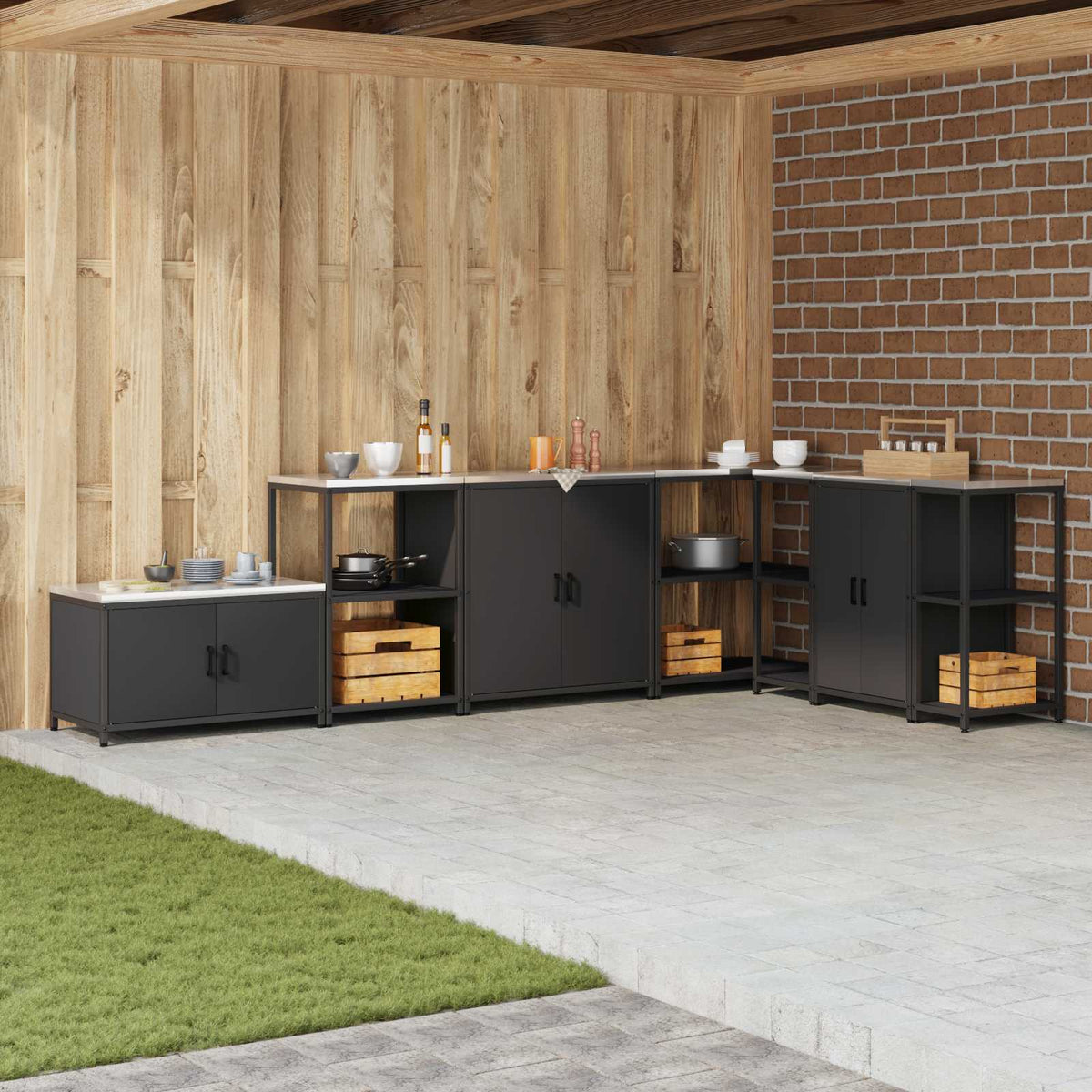 Kitchen Shelving Unit HATTEM 60 x 50 x 92 cm Steel Kitchen Storage Shelf Black