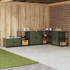 Kitchen Shelving Unit HATTEM 60 x 50 x 92 cm Steel Kitchen Storage Shelf Olive green