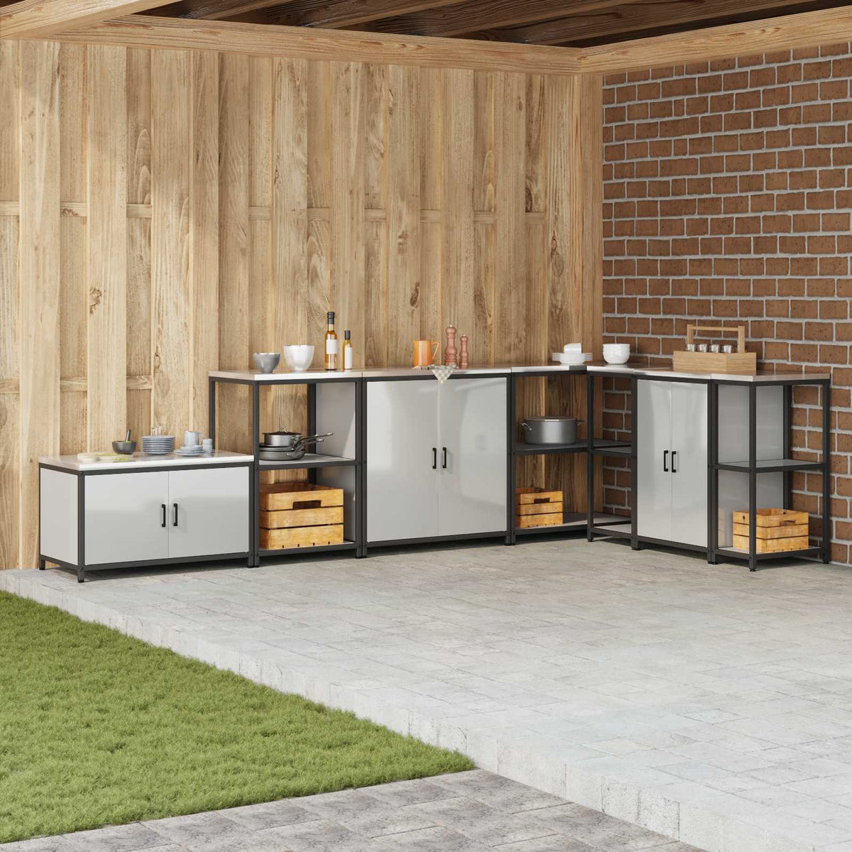 Kitchen Shelving Unit HATTEM 60 x 50 x 92 cm Steel Kitchen Storage Shelf Galvanised steel