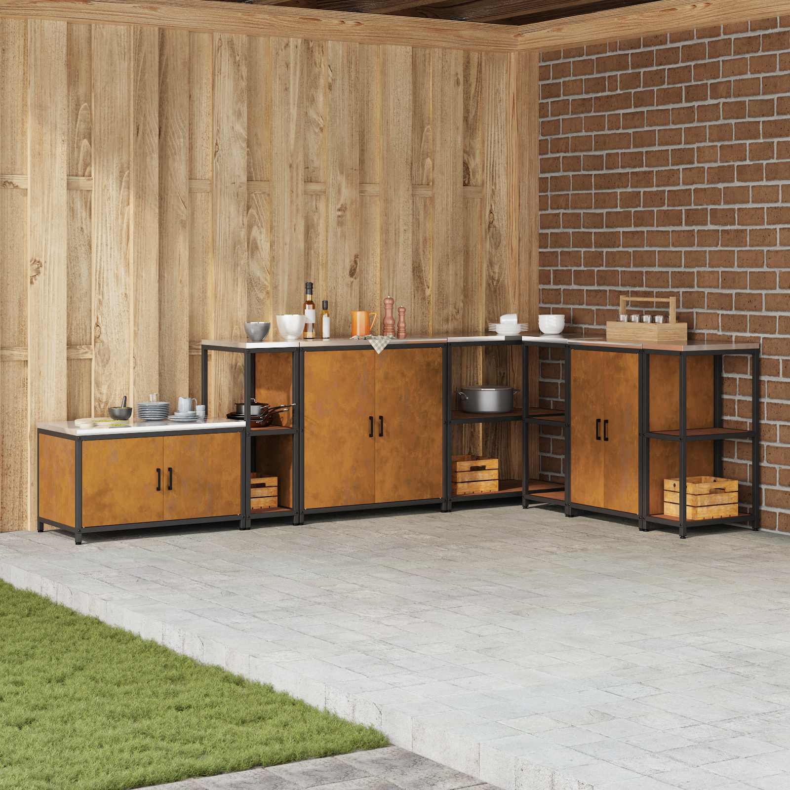 vidaXL Kitchen Shelving Unit HATTEM Rusty 30 x 50 x 92 cm Steel 1