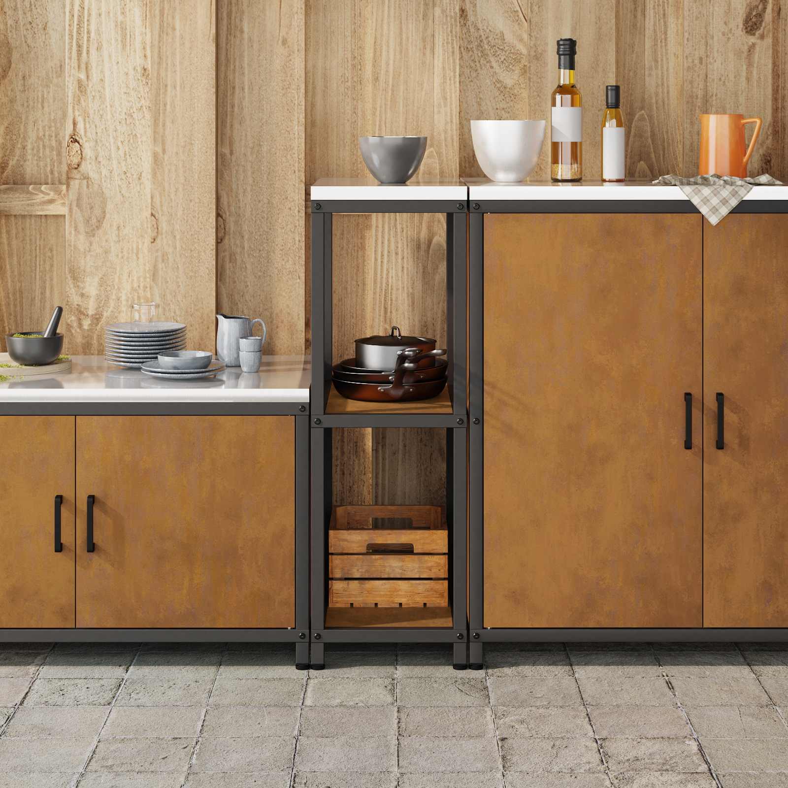 vidaXL Kitchen Shelving Unit HATTEM Rusty 30 x 50 x 92 cm Steel 4