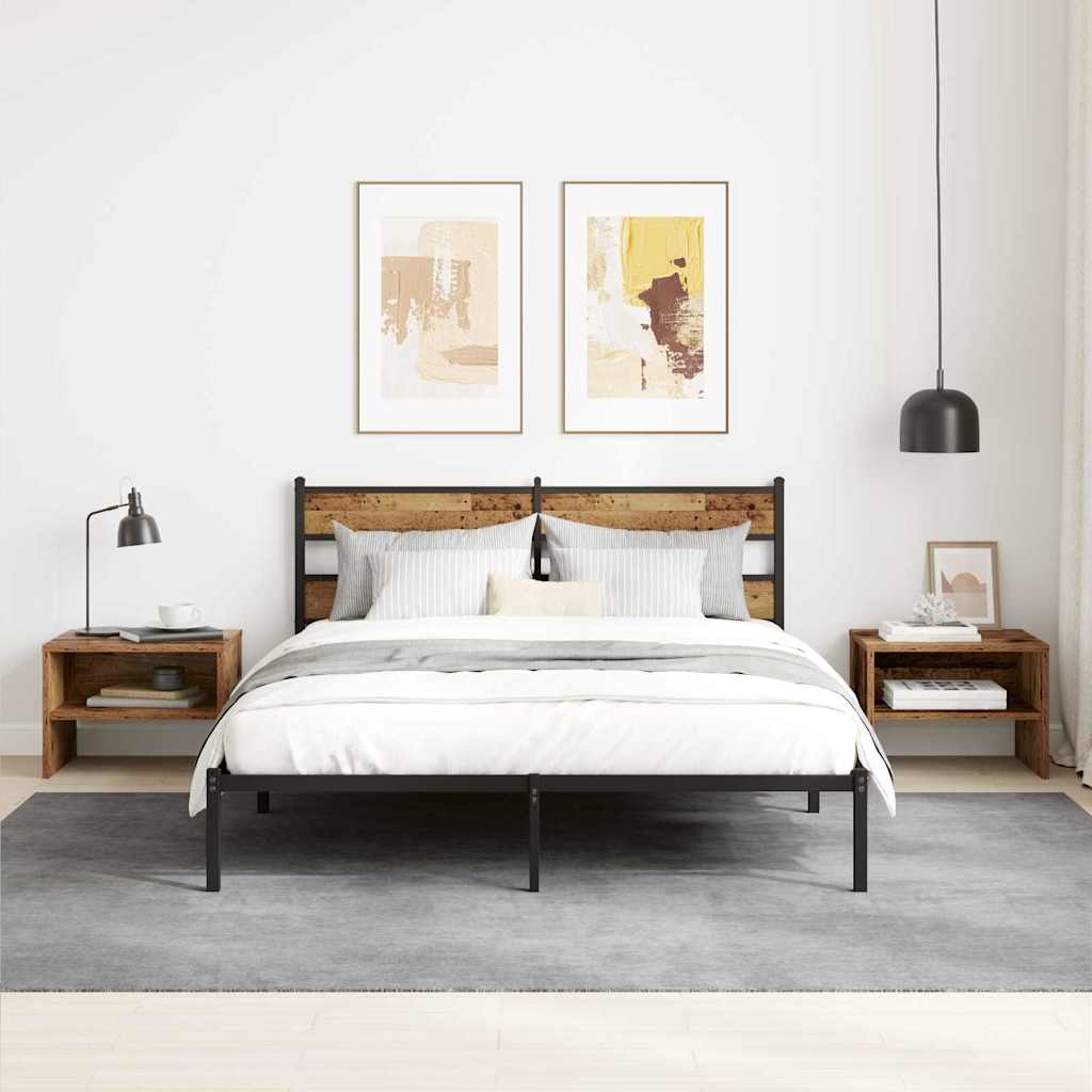 vidaXL Bedside Cabinet 2 pcs Old wood 40 x 40 x 30 cm Engineered Wood 4