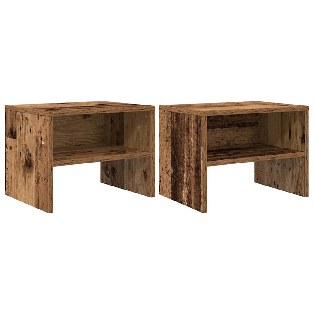vidaXL Bedside Cabinet 2 pcs Old wood 40 x 40 x 30 cm Engineered Wood 2
