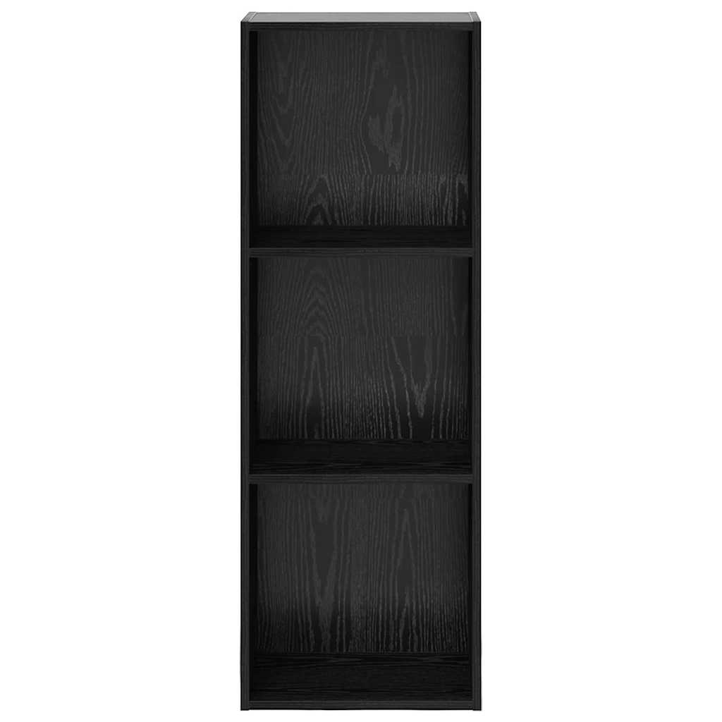vidaXL Bookshelf 3-Tier 40 x 30 x 114 cm Engineered Wood Black Oak 5