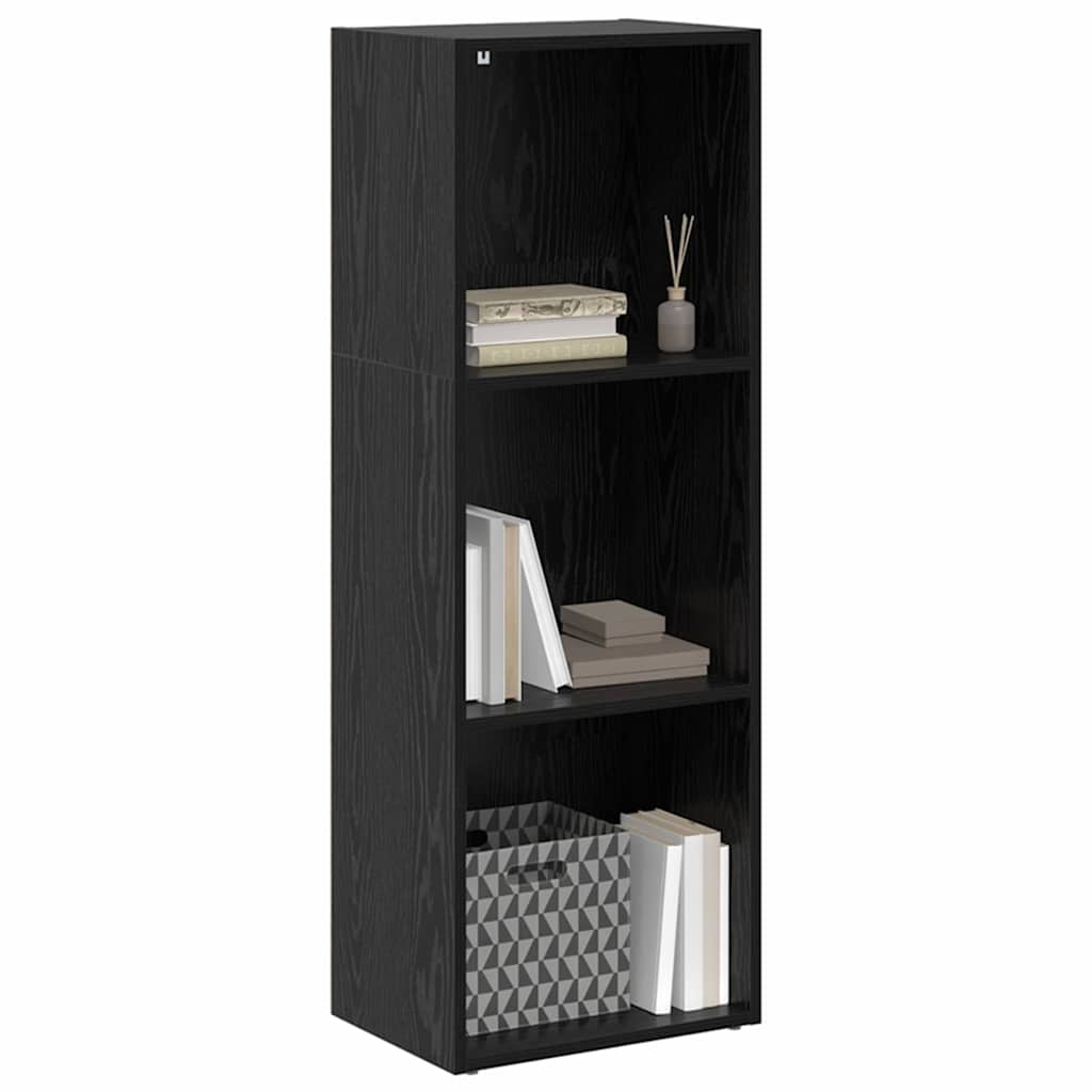 vidaXL Bookshelf 3-Tier 40 x 30 x 114 cm Engineered Wood Black Oak 3