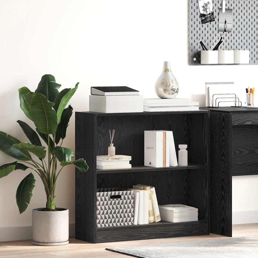 vidaXL Bookshelf 80 x 24 x 76 cm Engineered Wood Black Oak 1