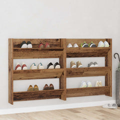vidaXL Shoe Cabinet 2 pcs 84 x 18 x 90 cm Engineered Wood Old wood 4