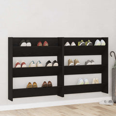 vidaXL Shoe Cabinet 2 pcs 86 x 18 x 90 cm Engineered Wood Black Oak 1