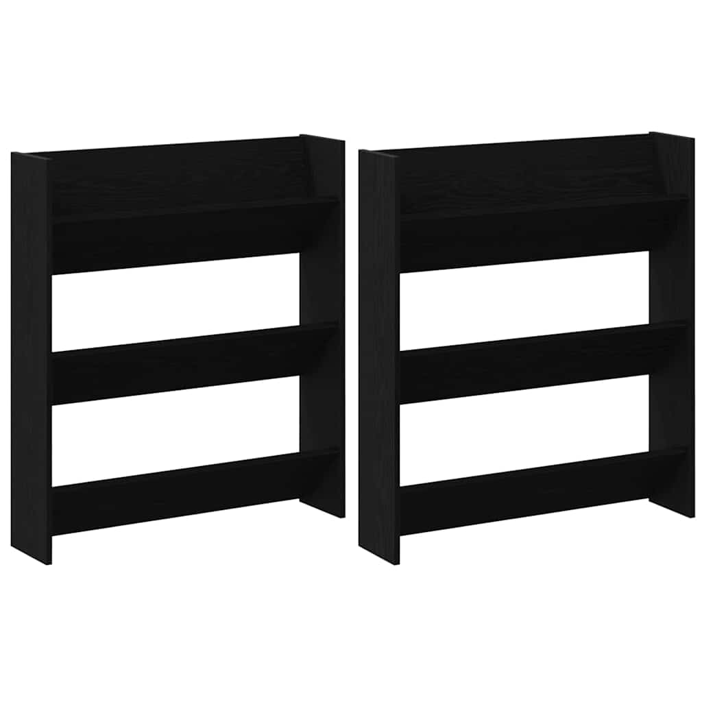 vidaXL Shoe Cabinet 2 pcs 86 x 18 x 90 cm Engineered Wood Black Oak 2