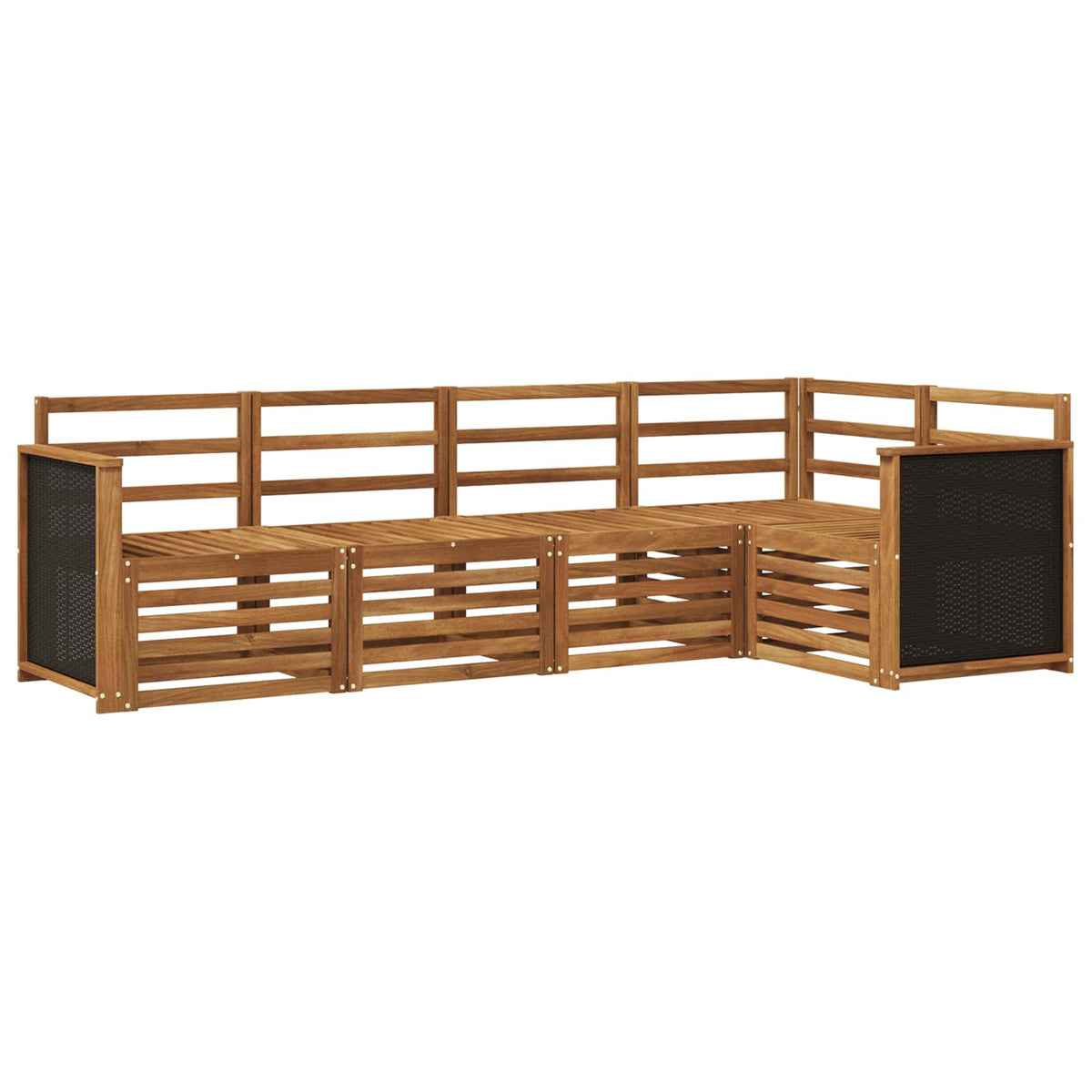 vidaXL Sectional Sofa Set 4 pcs Natural Solid Acacia Wood 2