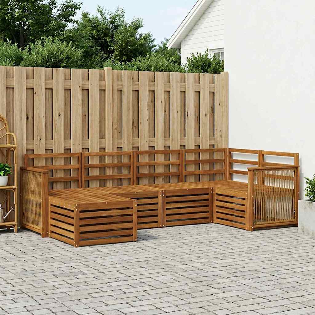 Outdoor Sofa Set 6 pcs Polyester Natural Wooden frame with coffee rope