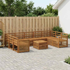 Outdoor Sofa Set 10 pcs Natural Wooden frame with coffee rope