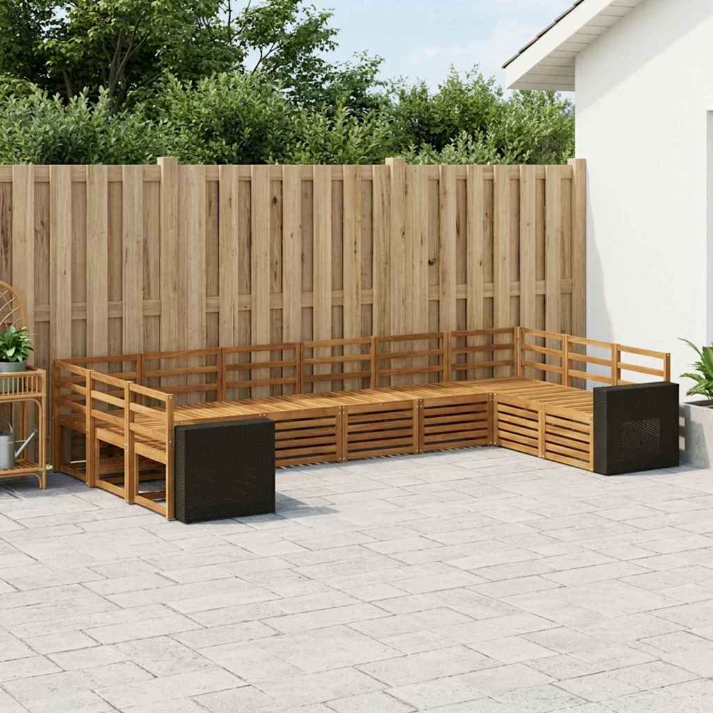 vidaXL Sectional Sofa Set 10 pcs Natural Solid Acacia Wood 1
