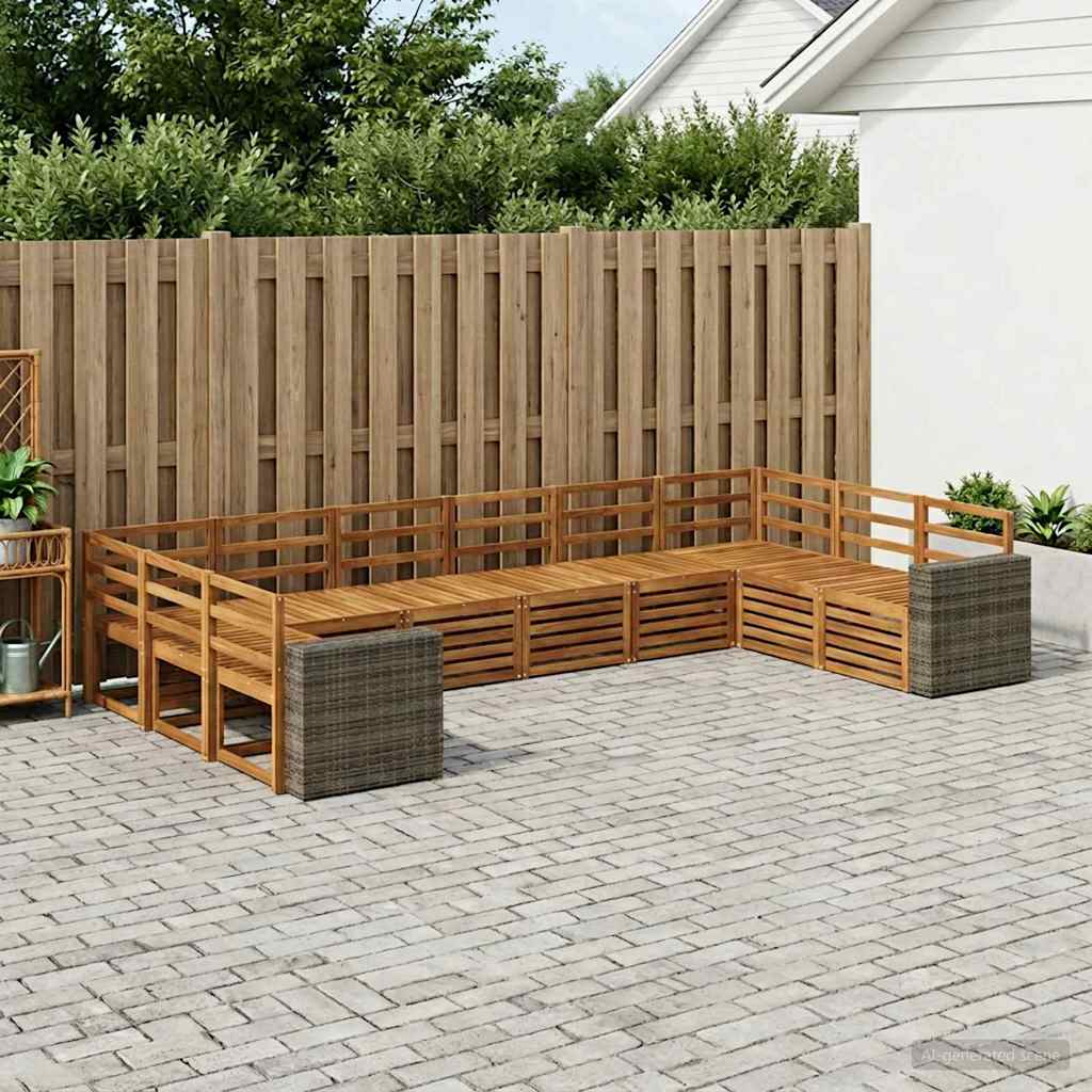 vidaXL Outdoor Sofa Set 10 pcs 10-Seaters Solid Acacia Wood