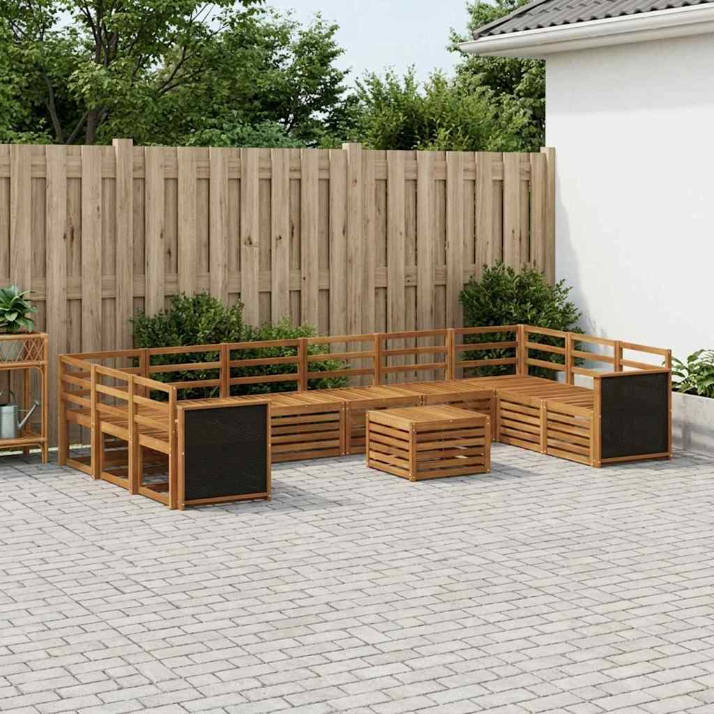 vidaXL Outdoor Sofa Set 11 pcs 10-Seaters Solid Acacia Wood