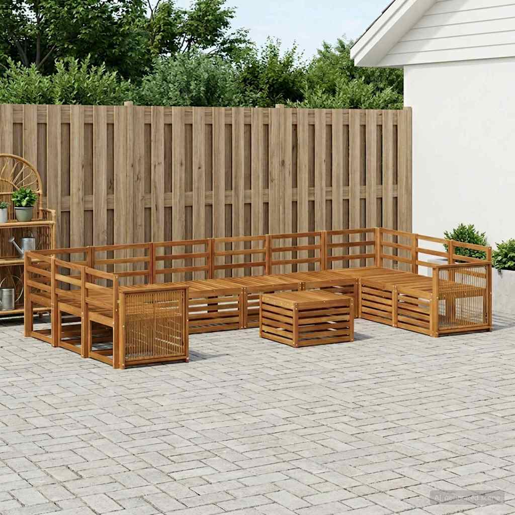 vidaXL Outdoor Sofa Set 11 pcs 10-Seaters Solid Acacia Wood