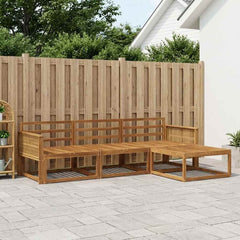 Outdoor Sofa Set 4 pcs Natural Solid Acacia Wood Coffee rope